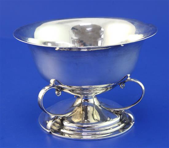 An Edwardian Art Nouveau Scottish silver circular pedestal bowl, 8 oz.